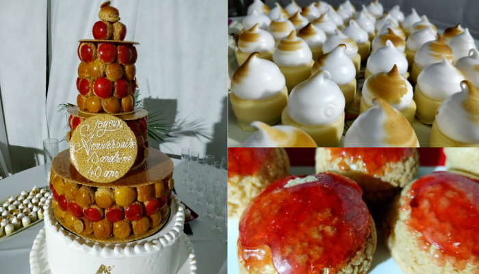 Piece montee et tartes au citron meringuees