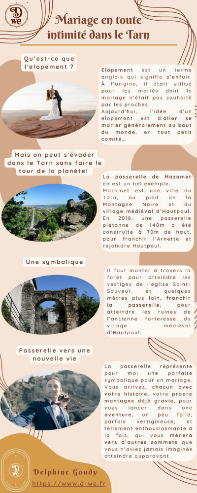 Organiser un mariage type elopment en toute intimite dans le tarn a la passerelle de mazamet