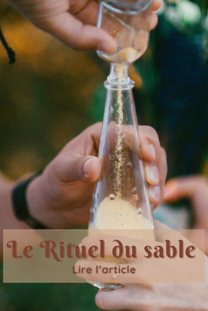 Rituel du sable photo sable beige et vase transparent