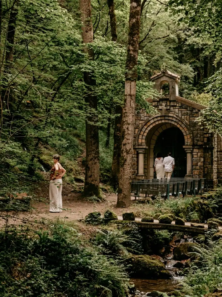 A bride and groom prepare for an intimate wedding ceremony in the heart of nature in Occitanie. Photo credit: Sophie Bachère